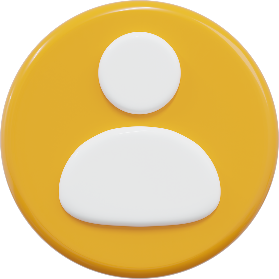 3d yellow profile icon. Symbol user profile